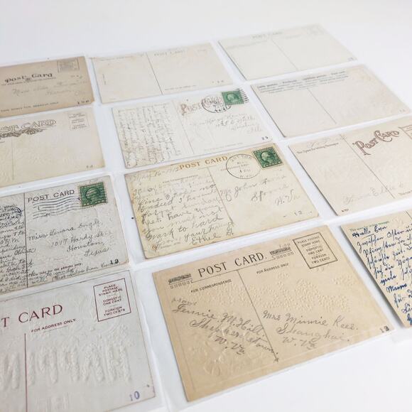 Lot 12 Antique Early 1900s Luck Friendship Cousin Floral Greeting Card Postcards - Picture 4 of 4